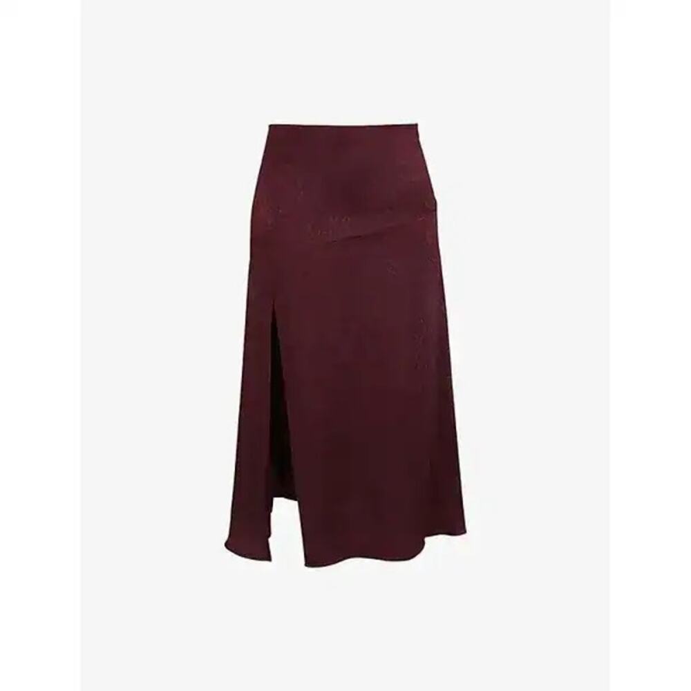 NWT Mistress Rocks Woven Midi Skirt With Split Hem In Cherry